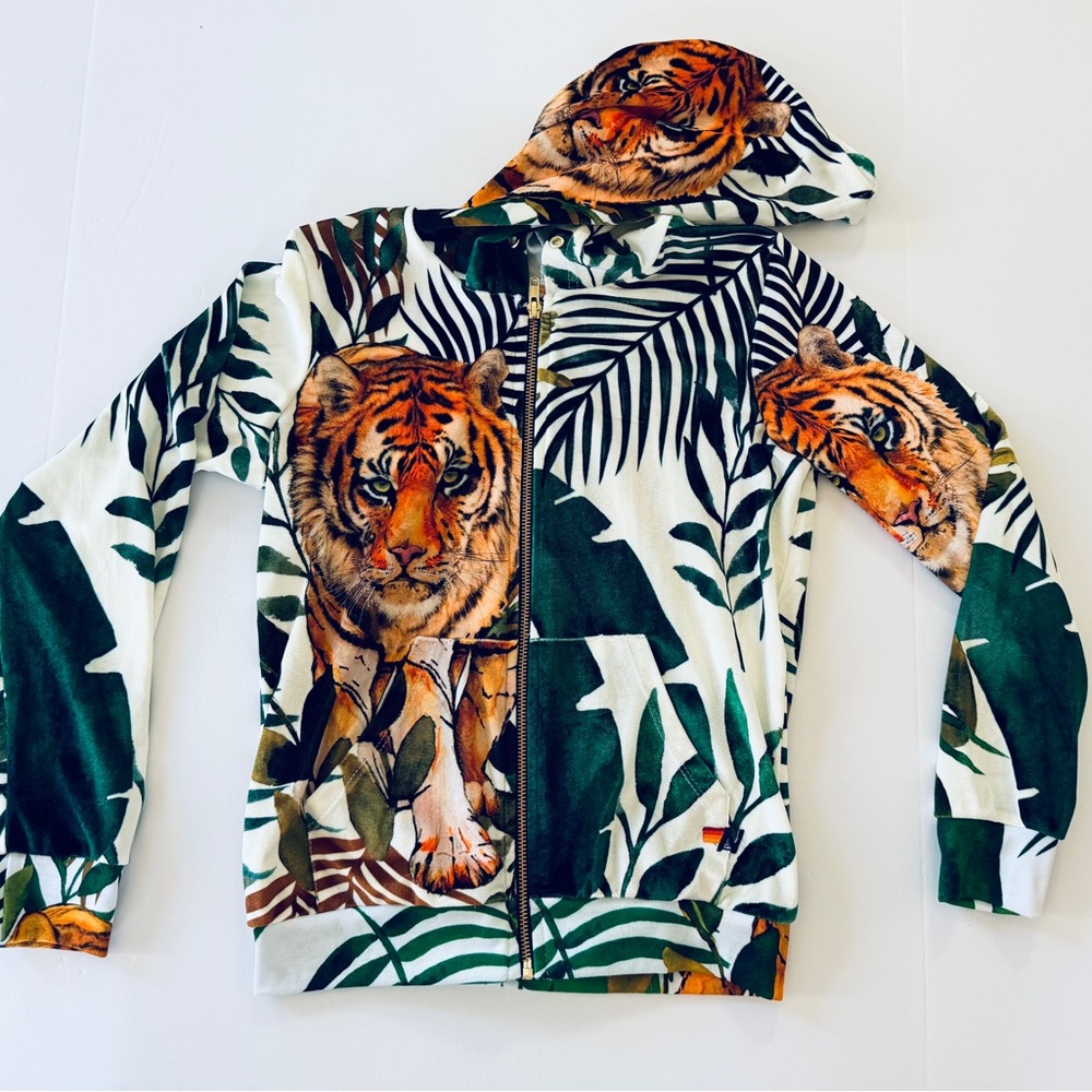 Aviator Nation Velour Tiger Print Hoodie
